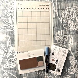 Cloth & Paper Acrylic Calendar, Pen & Sticky Note Set
